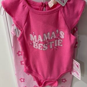 Mama's Bestie Pink Baby Onesie Set